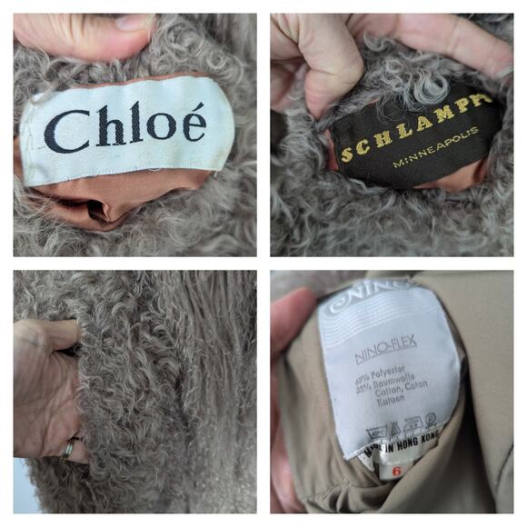 Chloé 1970s Karl Lagerfeld Mongolian Lamb Fur Reversible Coat Gray Taupe 6 SEE - Picture 7 of 12